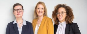 (from left to right) Dr. Karla Vermeulen, Deputy Director; Dr. Amy Nitza, Director; and Cassandre Surinon, Special Programs Manager, the Institute for Disaster Mental Health at SUNY New Paltz.